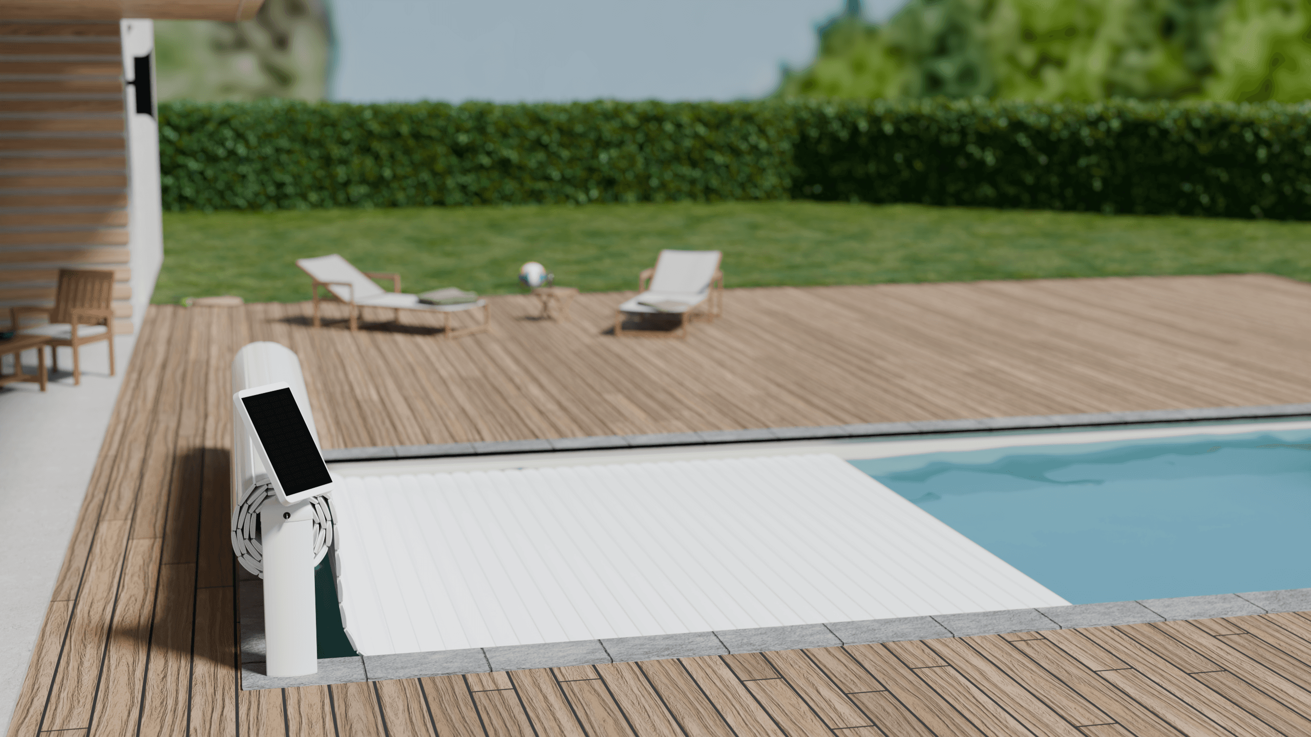 OPEN SOLAR - Acoperire cu lamele pentru piscină, montată deasupra apei